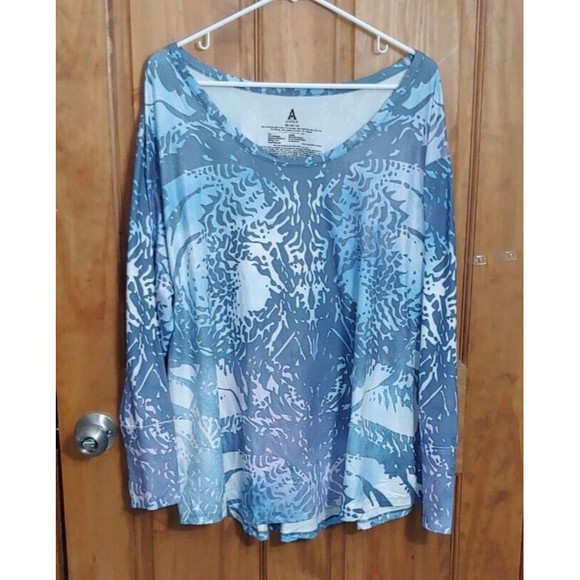 Disney Avatar The Way Of Water Womens Top 3X Blue Purple Long Sleeve Stretch - Picture 1 of 5